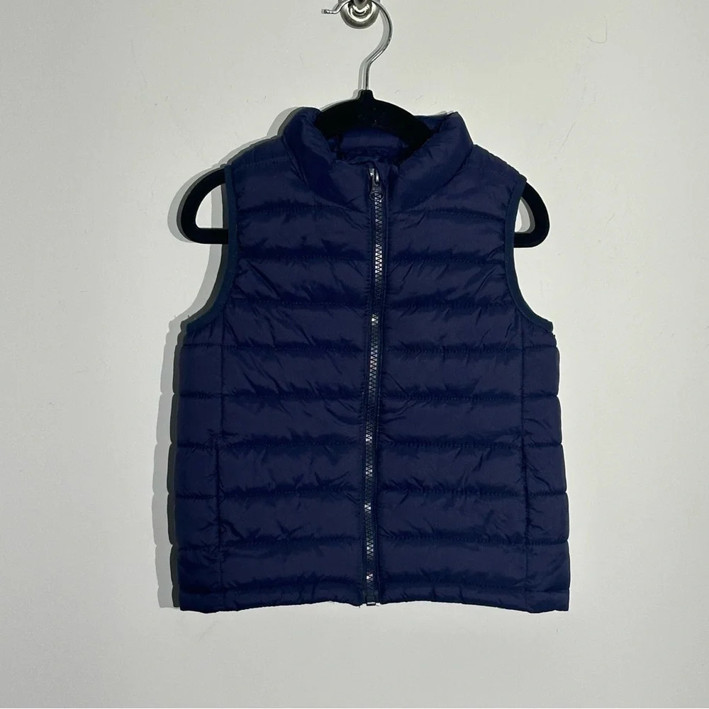Primark Puffer Vest Dark Blue Full Zip Side Pockets 24-36 Mos